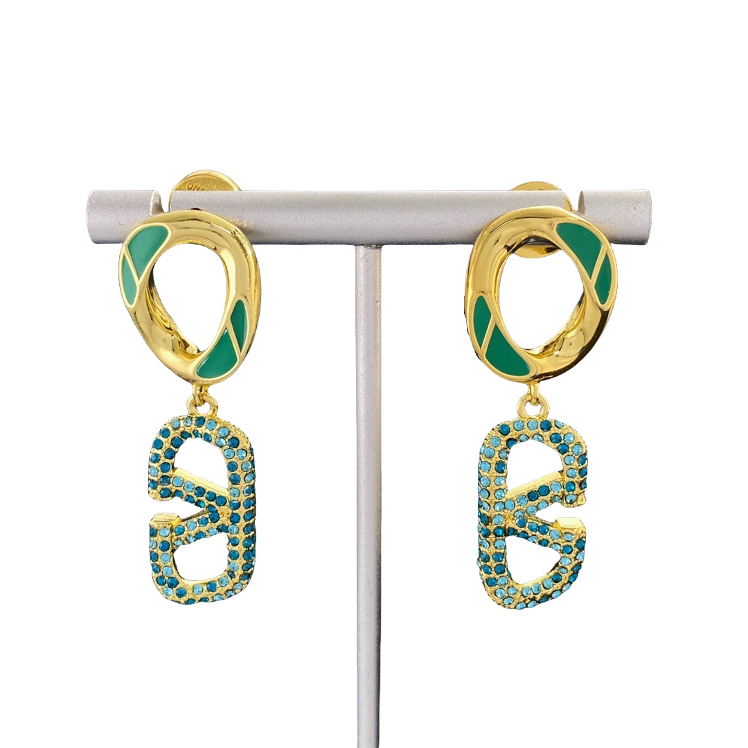 VTE003 VALENTINO GARAVANI drop earrings in metal and crystal - ccjewelryacc