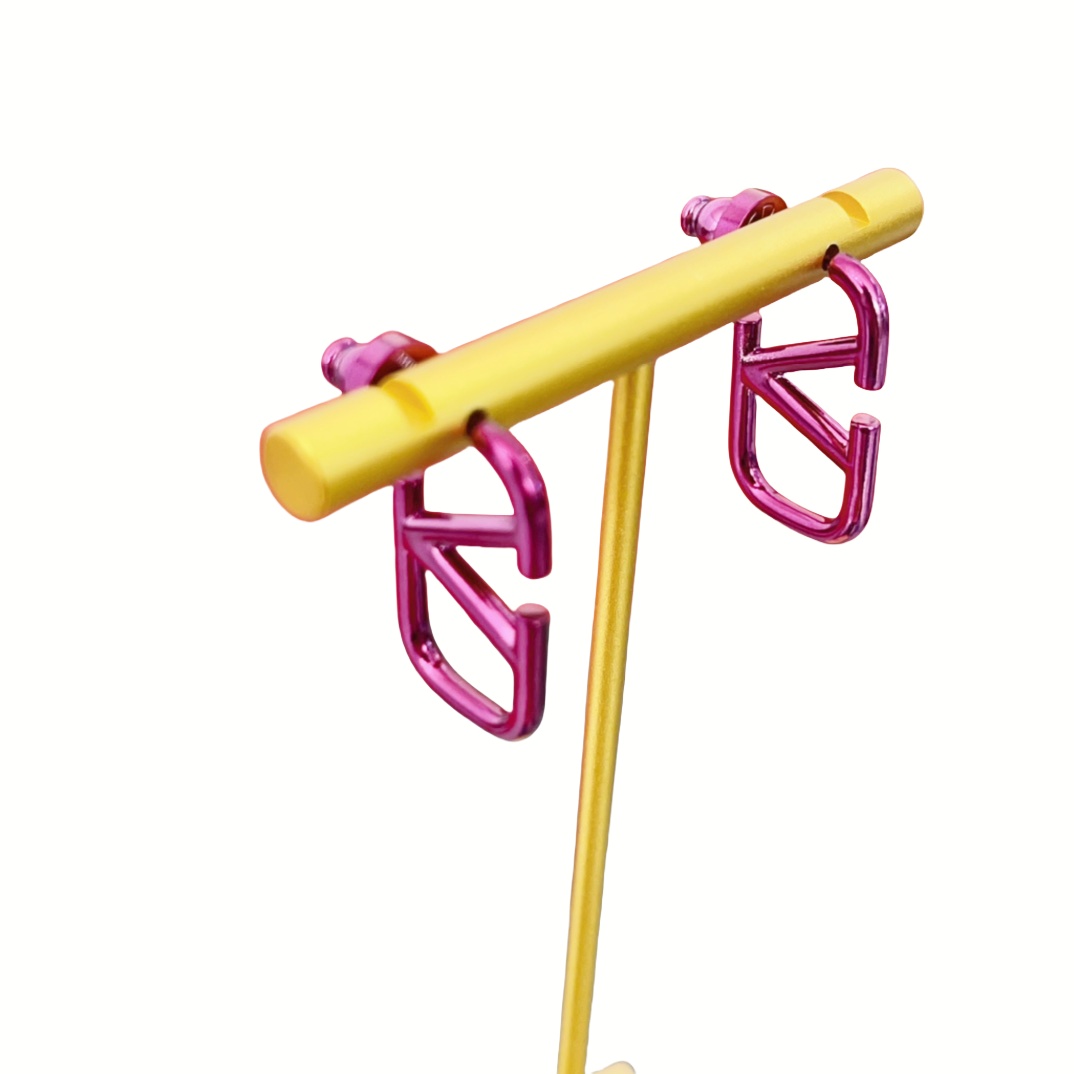 VTE002 Valentino Garavani VLogo Signature Hoop Earrings Pink - ccjewelryacc