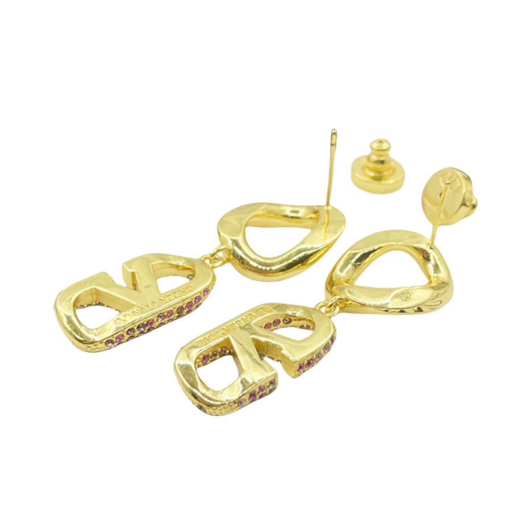 VTE003 VALENTINO GARAVANI drop earrings in metal and crystal - ccjewelryacc
