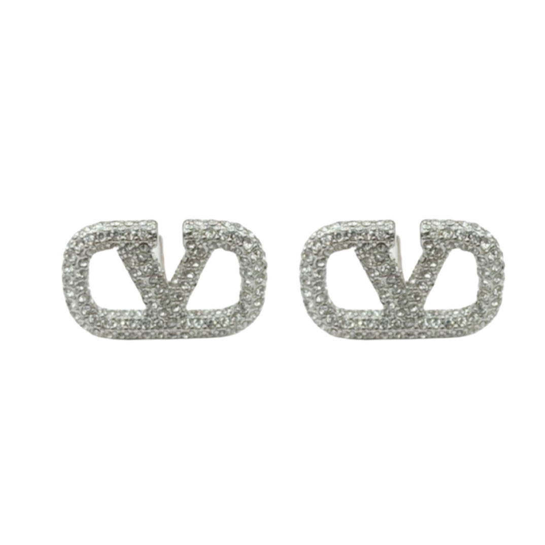 VTE009 vlogo signature earrings in metal and crystals - ccjewelryacc