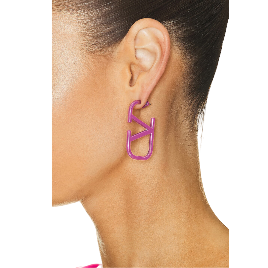 VTE002 Valentino Garavani VLogo Signature Hoop Earrings Pink - ccjewelryacc
