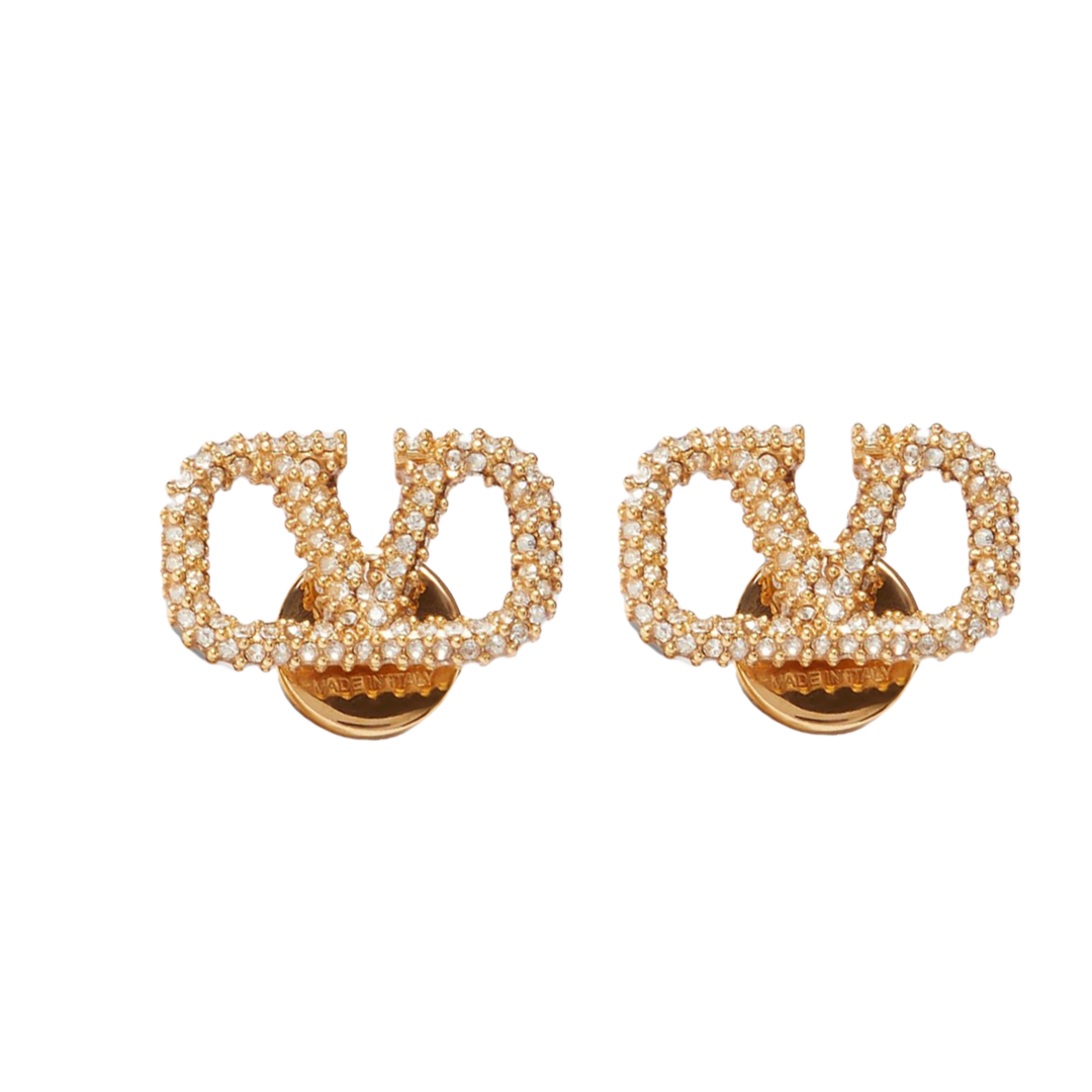 VTE009 vlogo signature earrings in metal and crystals - ccjewelryacc