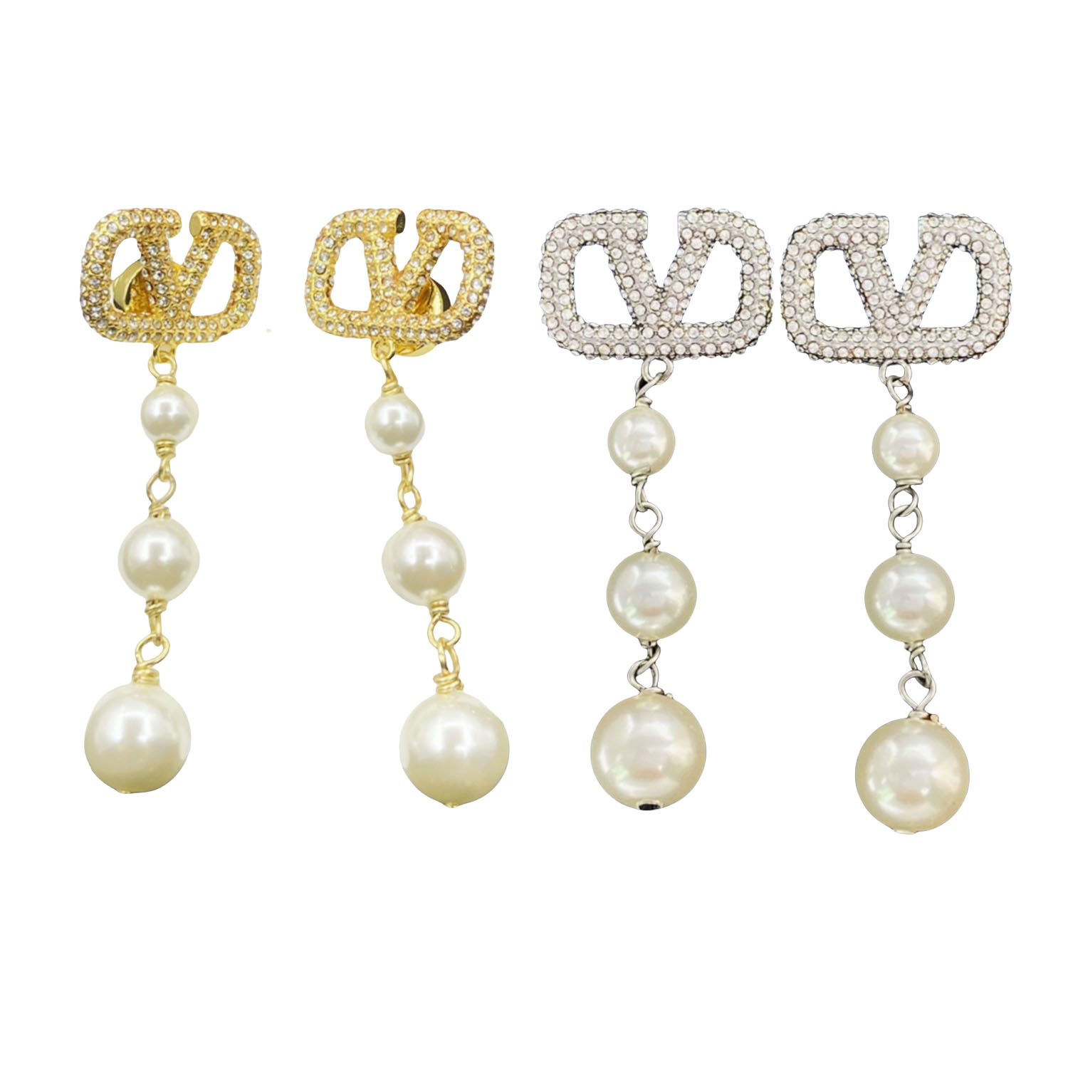 VTE005 vlogo pearl drop earrings - ccjewelryacc