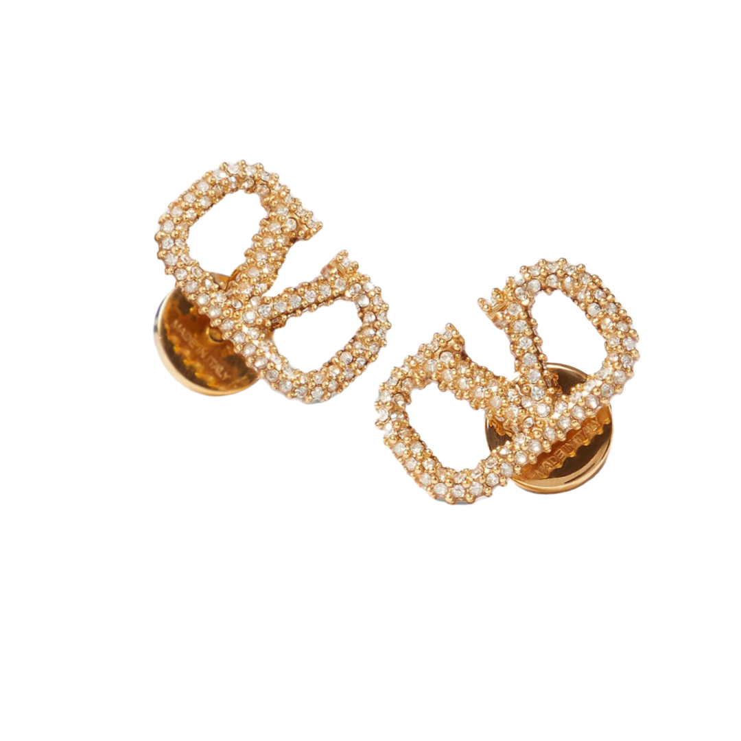 VTE009 vlogo signature earrings in metal and crystals - ccjewelryacc