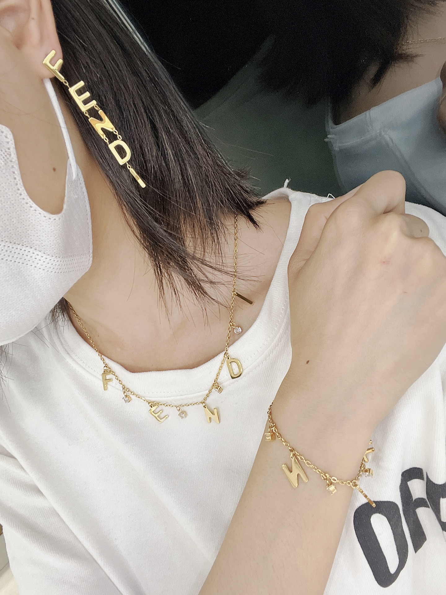 FDS002 Fendi letters charm bracelet chain - ccjewelryacc