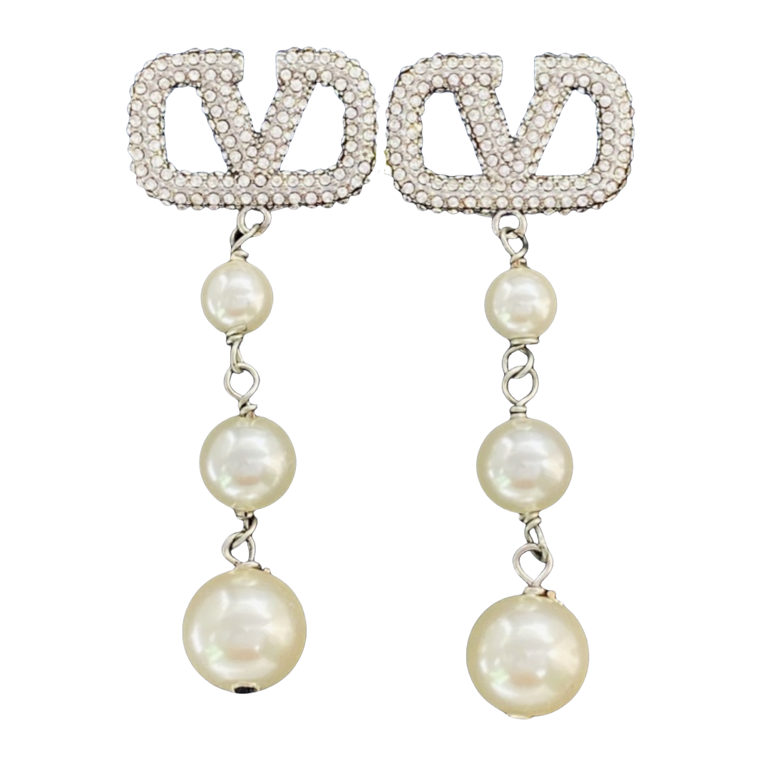 VTE005 vlogo pearl drop earrings - ccjewelryacc