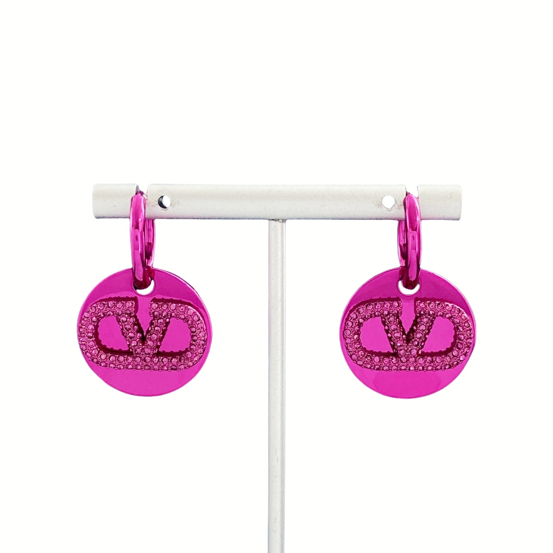 VTE078 Vlogo signature metal and crystal earrings - ccjewelryacc