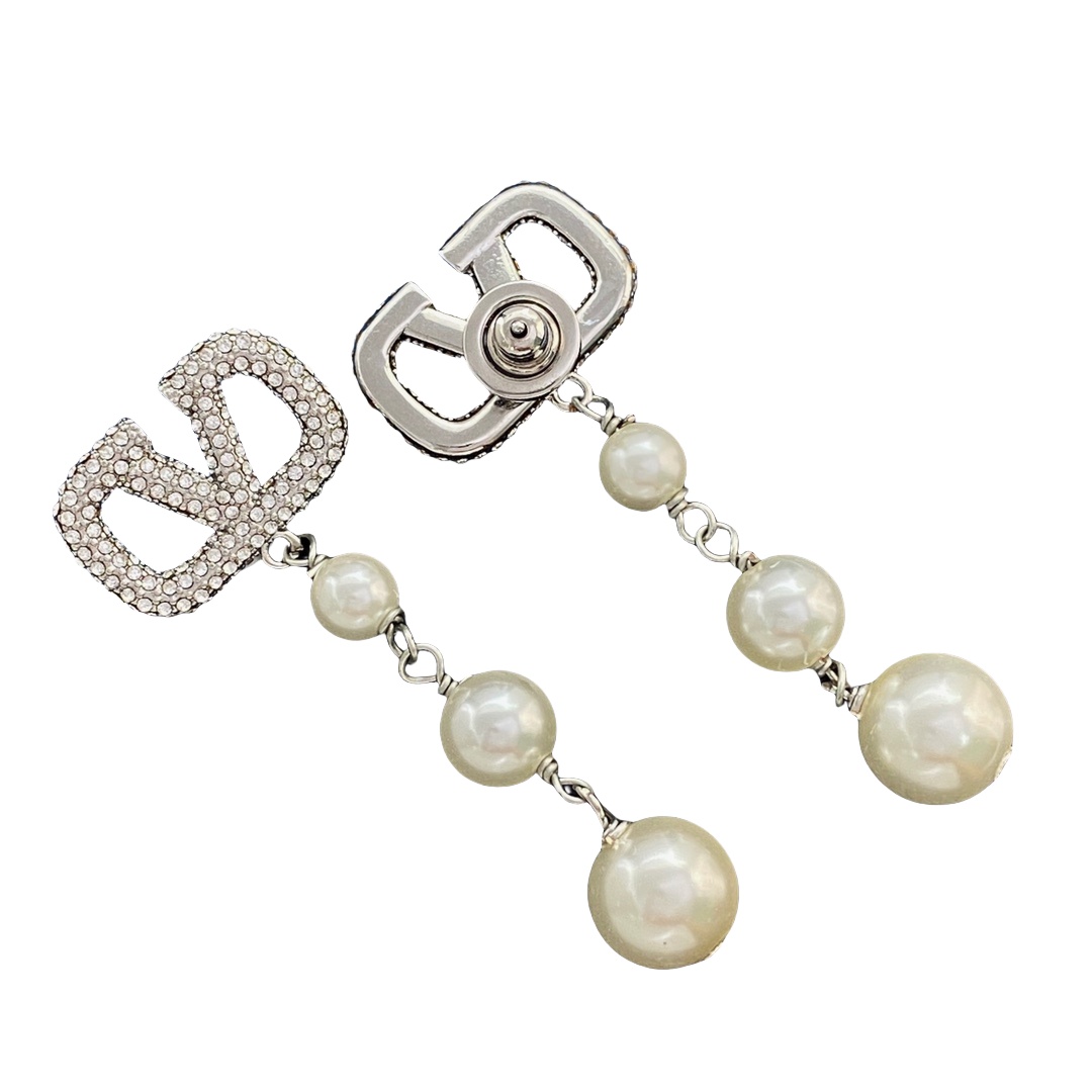 VTE005 vlogo pearl drop earrings - ccjewelryacc