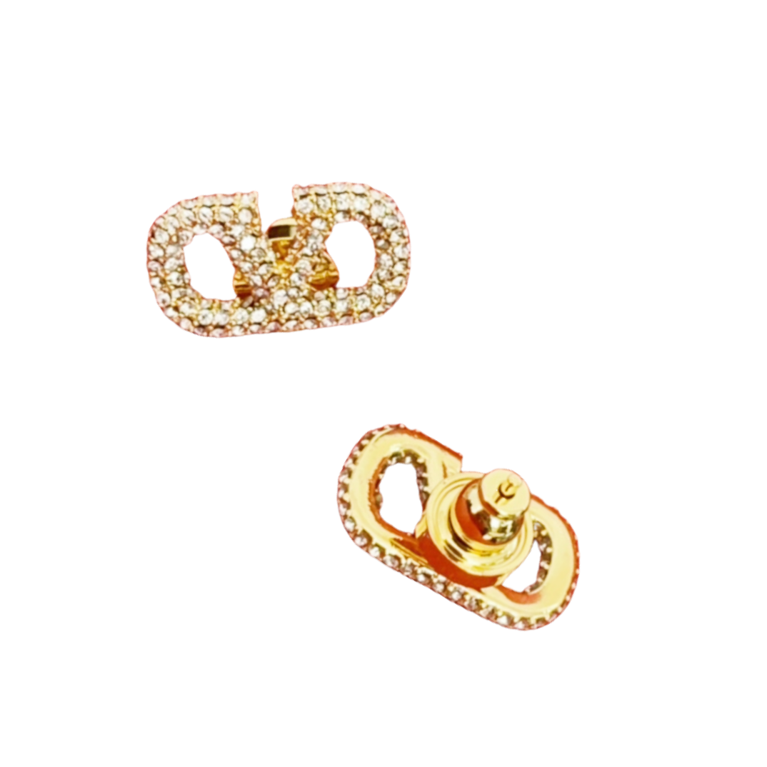 VTE009 vlogo signature earrings in metal and crystals - ccjewelryacc