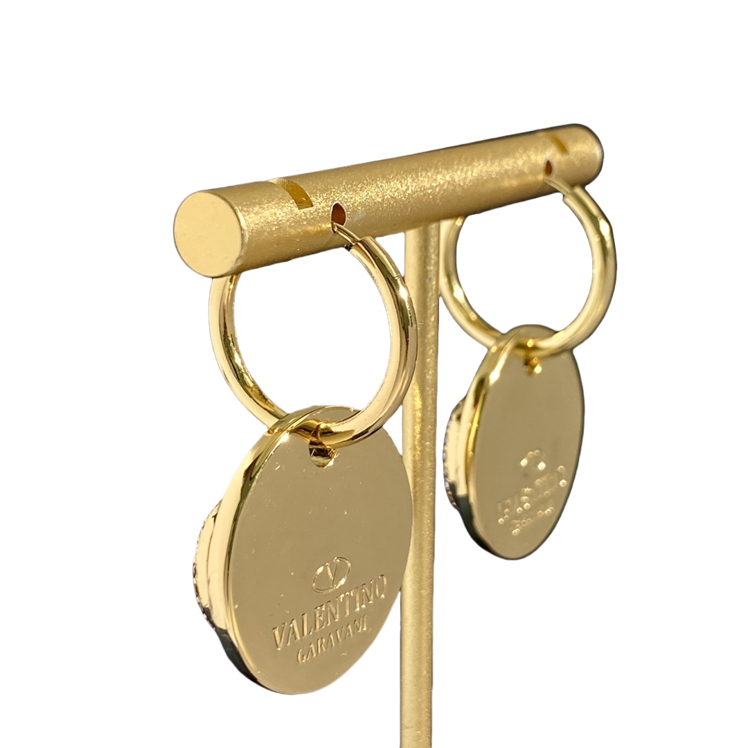 VTE078 Vlogo signature metal and crystal earrings - ccjewelryacc