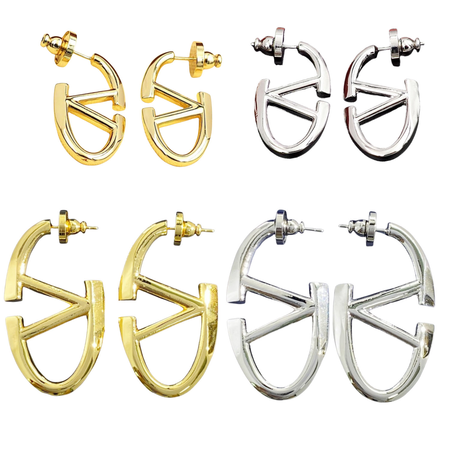 VTE025 Vlogo signature metal earrings - ccjewelryacc