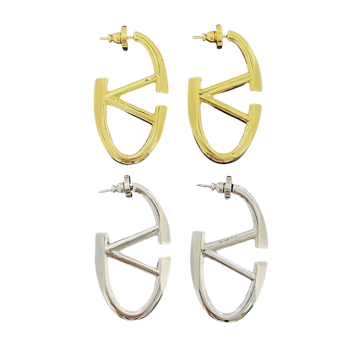 VTE025 Vlogo signature metal earrings - ccjewelryacc