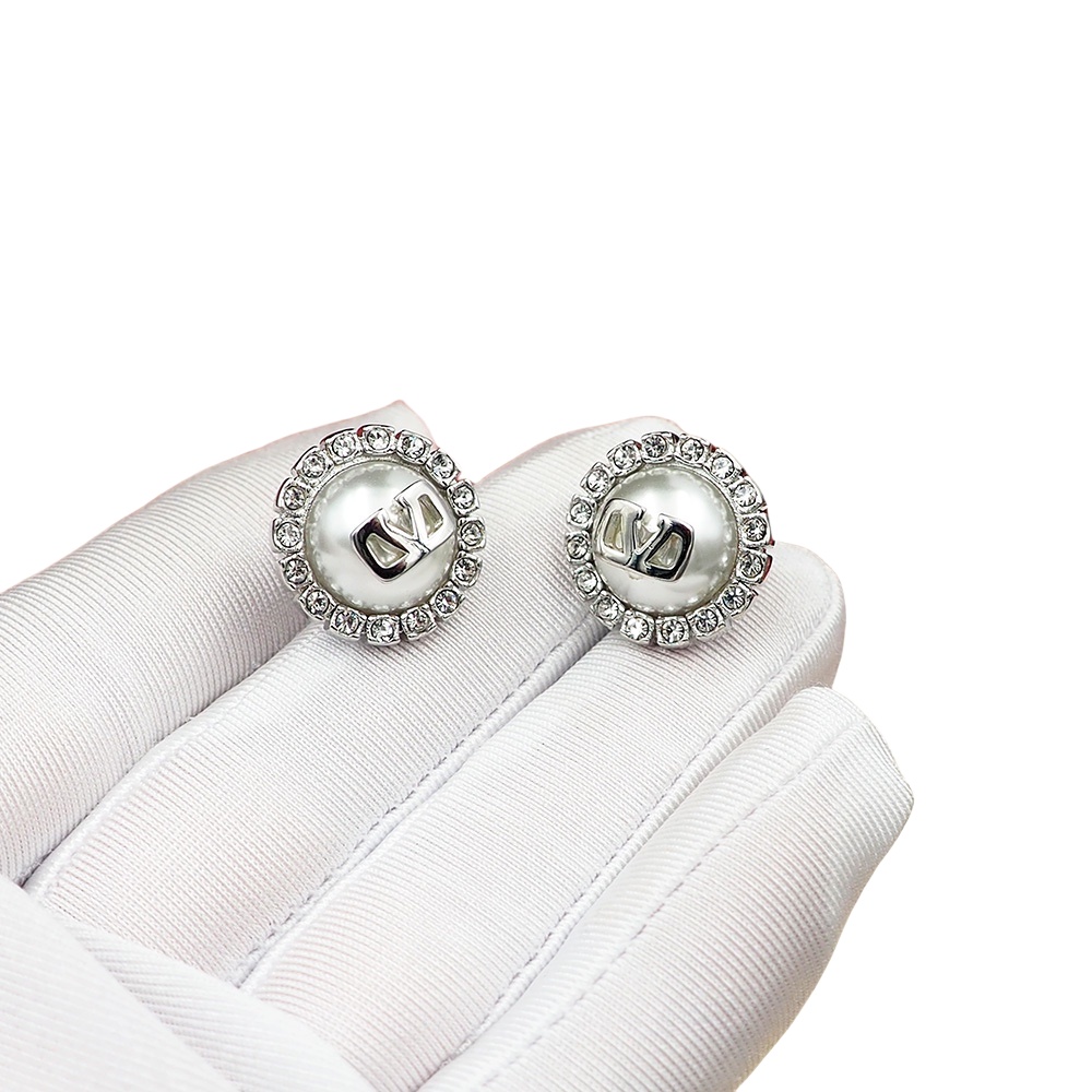 VTE015 Valentino Vlogo signature earrings in metal and swarovski crystals - ccjewelryacc
