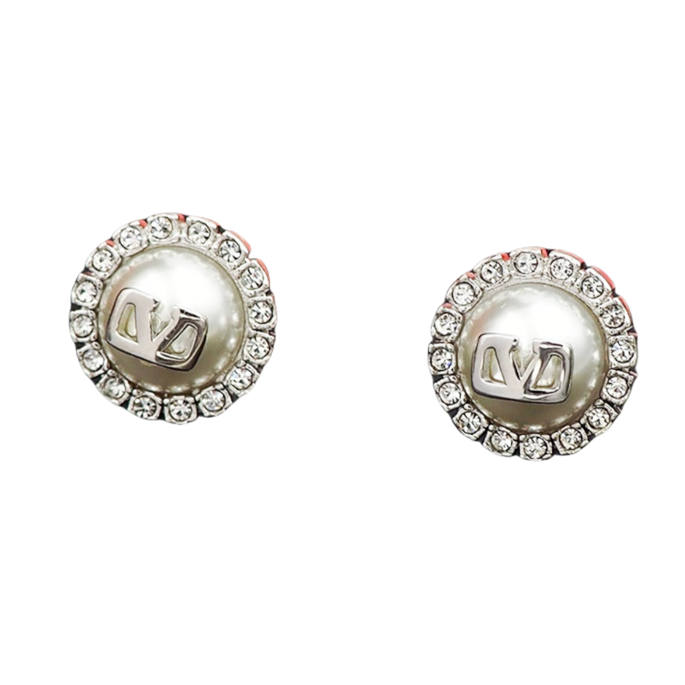 VTE015 Valentino Vlogo signature earrings in metal and swarovski crystals - ccjewelryacc