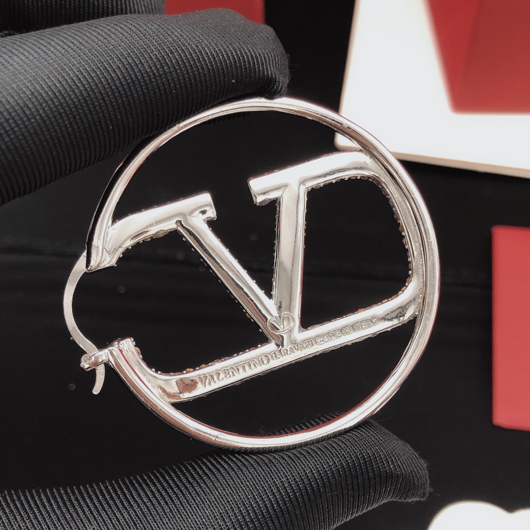 VTE035 Valentino Garavani Gold VLogo Signature Hoop Earrings - ccjewelryacc