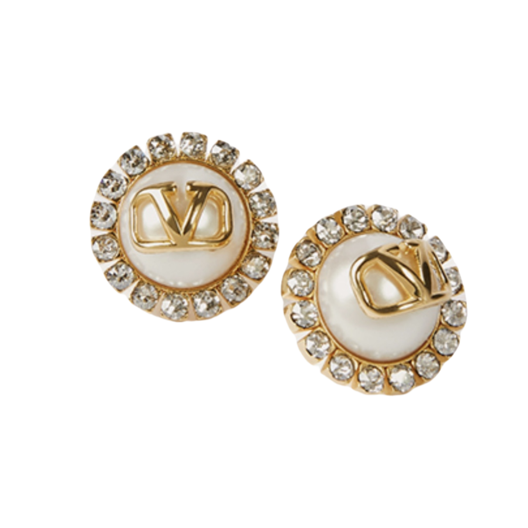 VTE015 Valentino Vlogo signature earrings in metal and swarovski crystals - ccjewelryacc