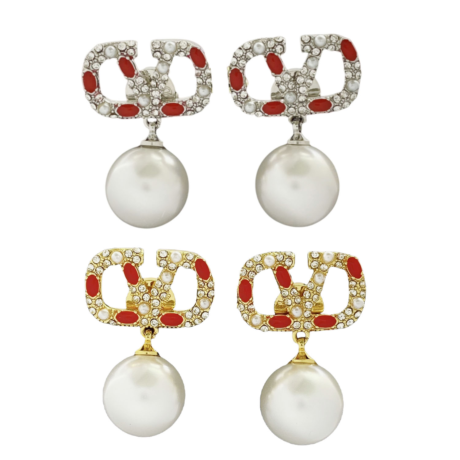 VTE040 valentino pearl drop earrings - ccjewelryacc