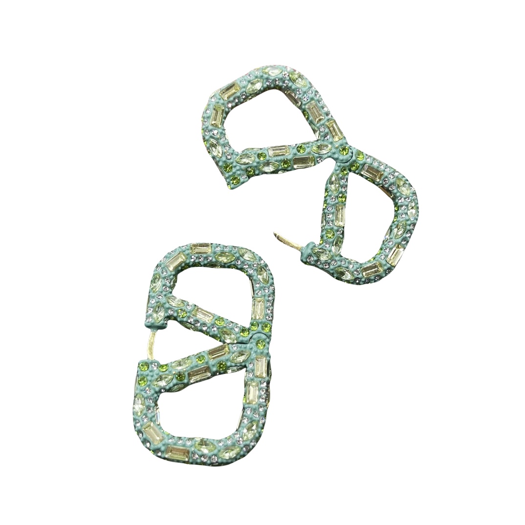 VTE038 Valentino Garavani Crystal-embellished Logo Hoop Earrings - ccjewelryacc