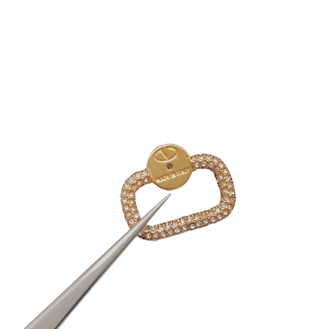 VTE034 Valentino Garavani Gold VLogo Signature Earrings in metal and crystal - ccjewelryacc