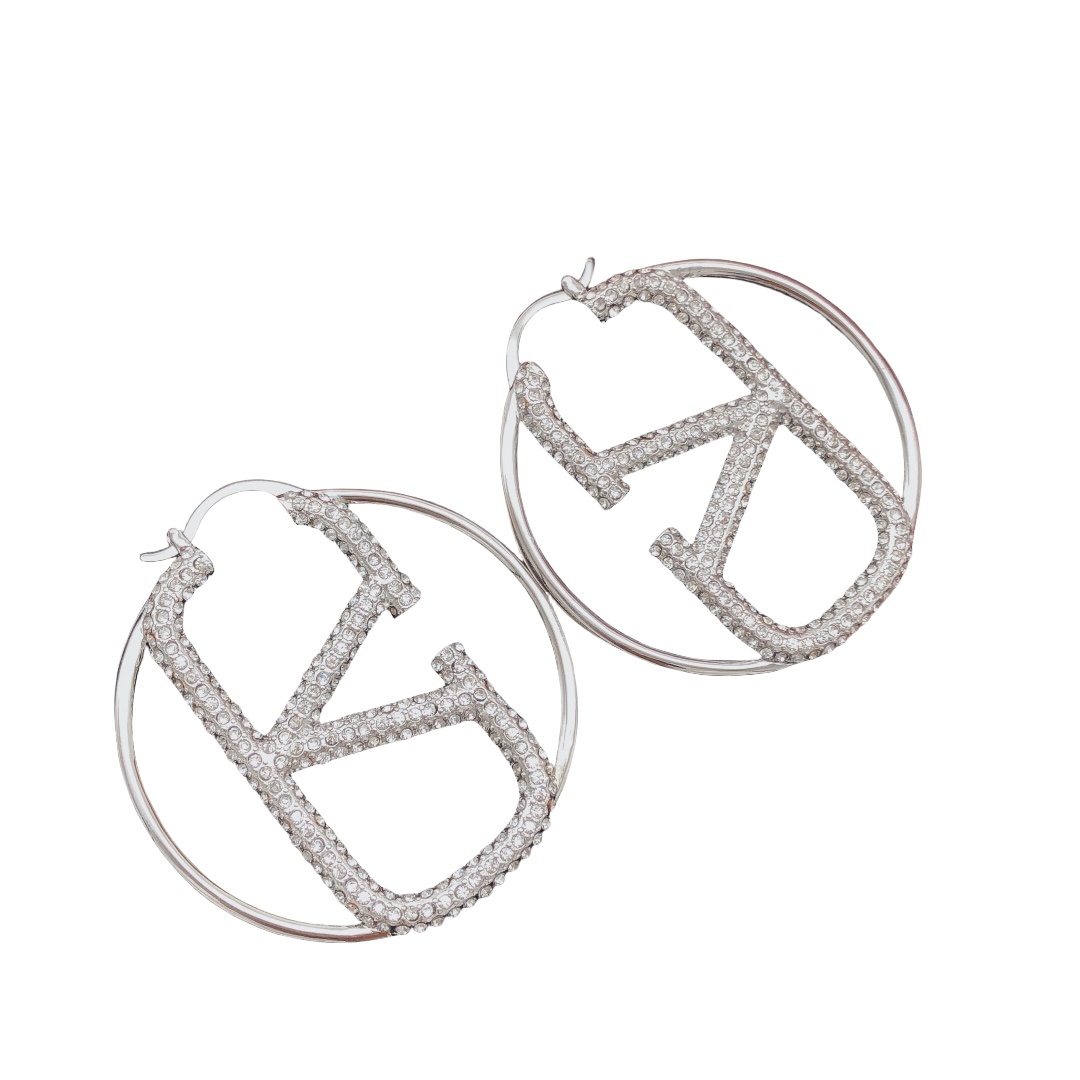 VTE035 Valentino Garavani Gold VLogo Signature Hoop Earrings - ccjewelryacc