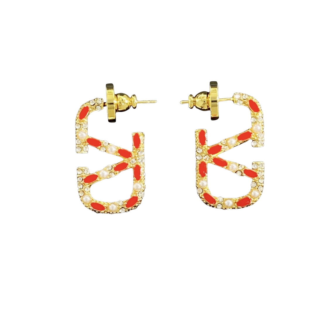 VTE037 V logo Earrings - ccjewelryacc