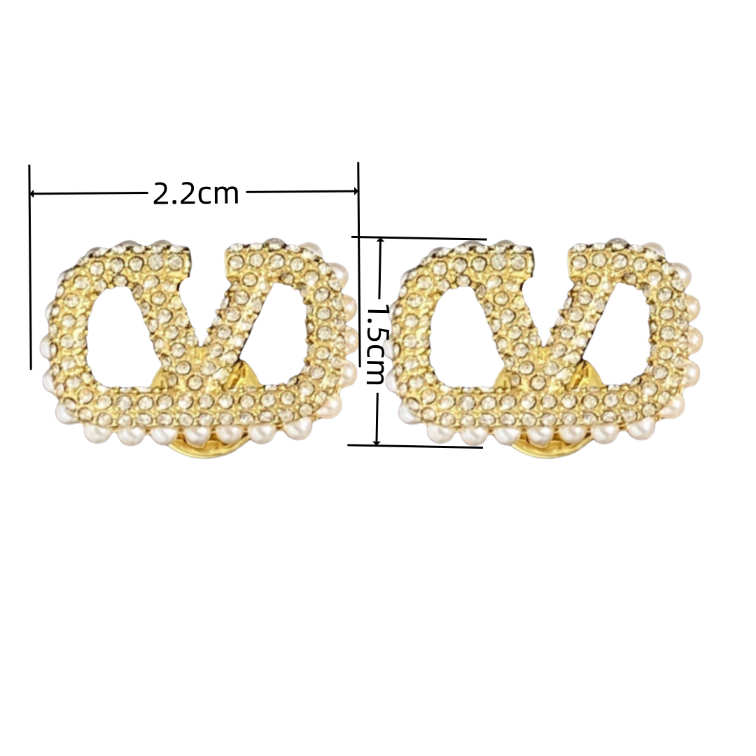 VTE019 VLOGO SIGNATURE EARRINGS IN METAL AND CRYSTALS - ccjewelryacc