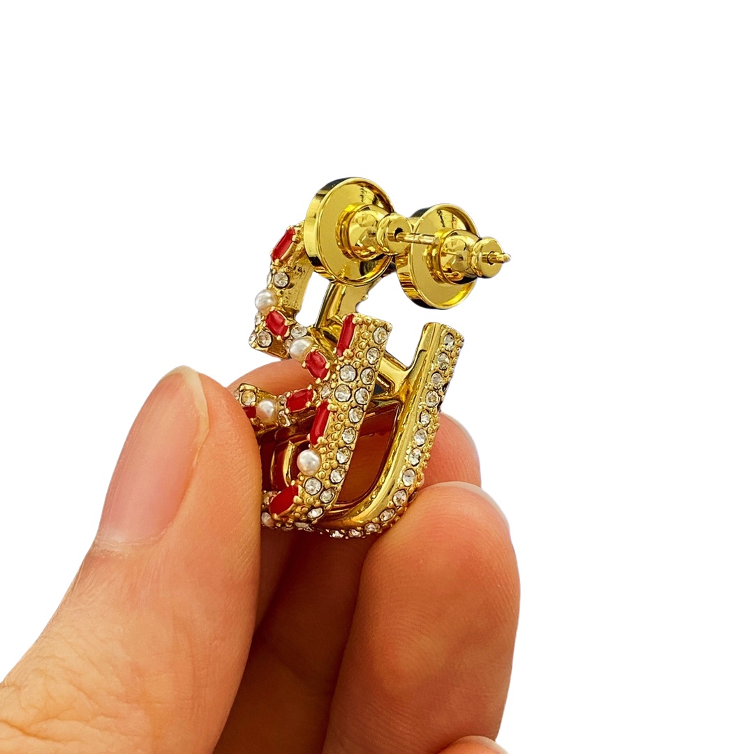 VTE037 V logo Earrings - ccjewelryacc