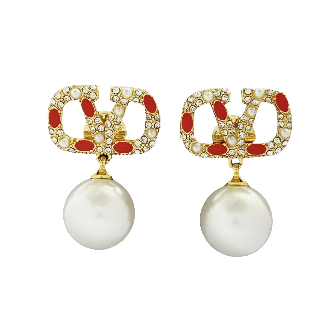 VTE040 valentino pearl drop earrings - ccjewelryacc
