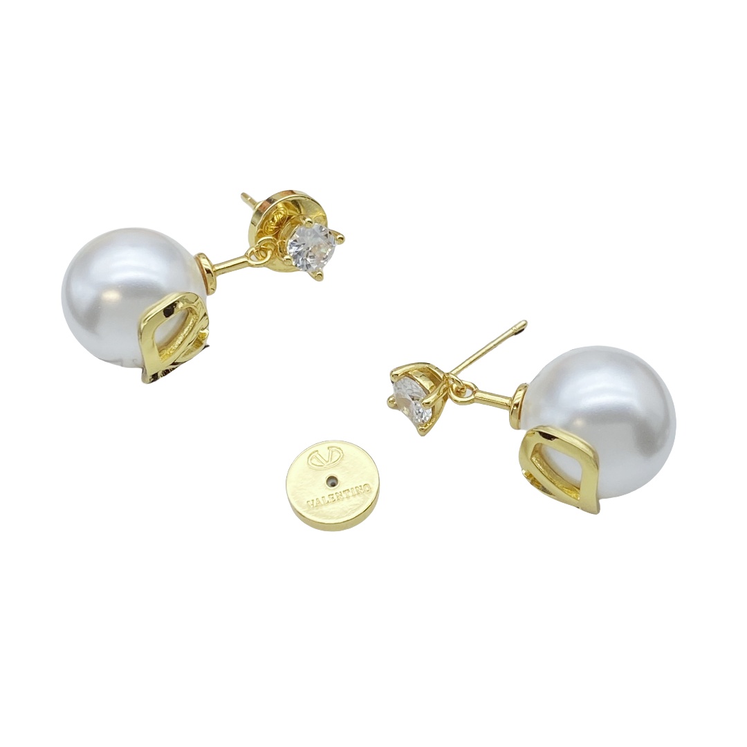 VTE042 V Pearl Drop Earrings - ccjewelryacc
