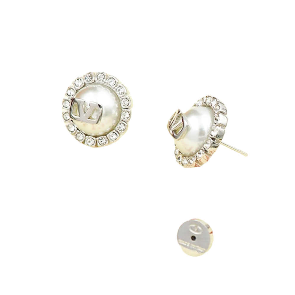 VTE015 Valentino Vlogo signature earrings in metal and swarovski crystals - ccjewelryacc