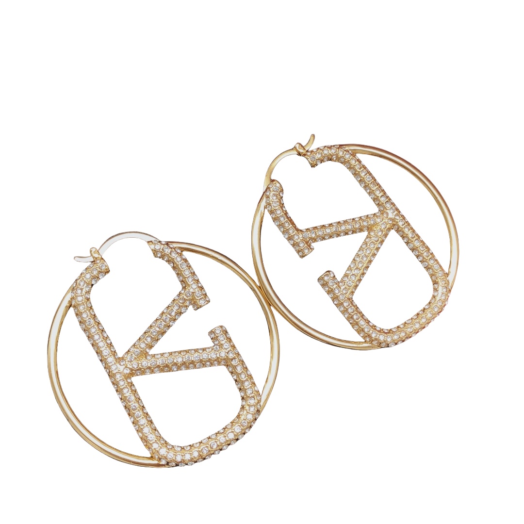 VTE035 Valentino Garavani Gold VLogo Signature Hoop Earrings - ccjewelryacc
