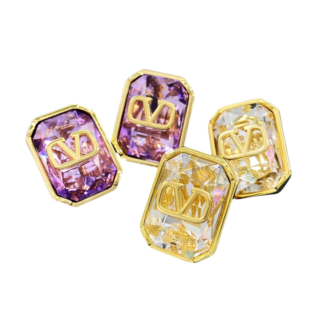 VTE044 vlogo signature metal and crystal earrings - ccjewelryacc