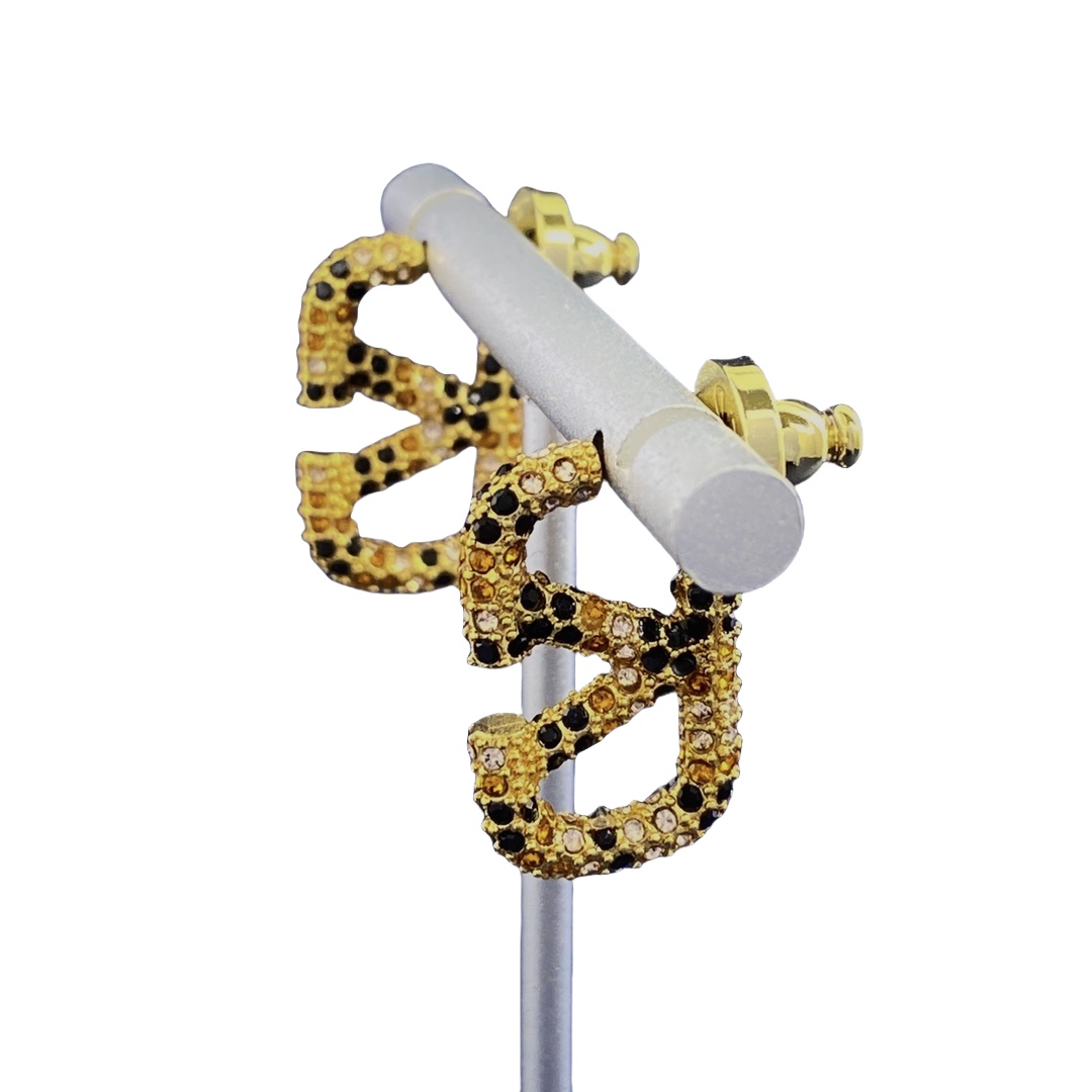 VTE024 Valentino Garavani Gold VLogo Signature Earrings in metal and crystal - ccjewelryacc