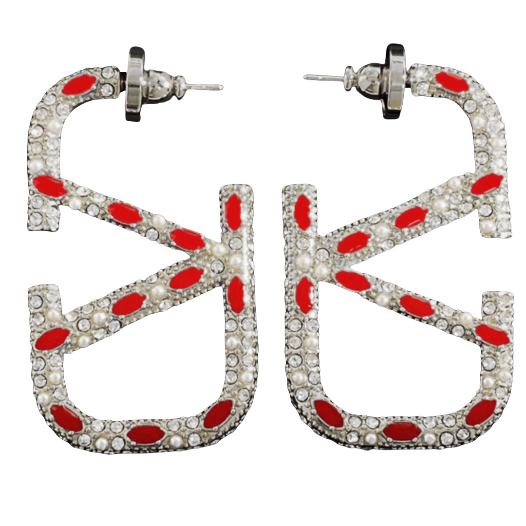 VTE037 V logo Earrings - ccjewelryacc