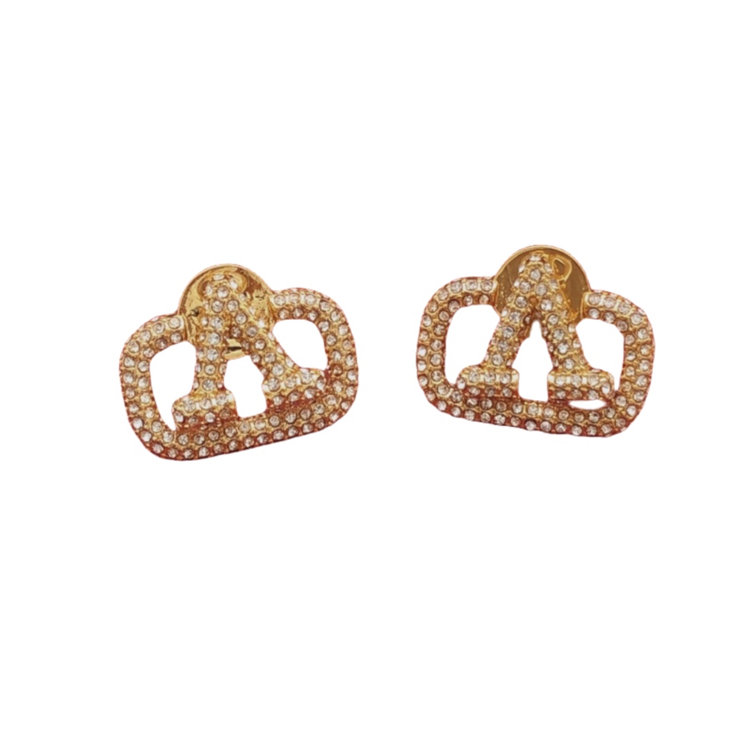 VTE034 Valentino Garavani Gold VLogo Signature Earrings in metal and crystal - ccjewelryacc
