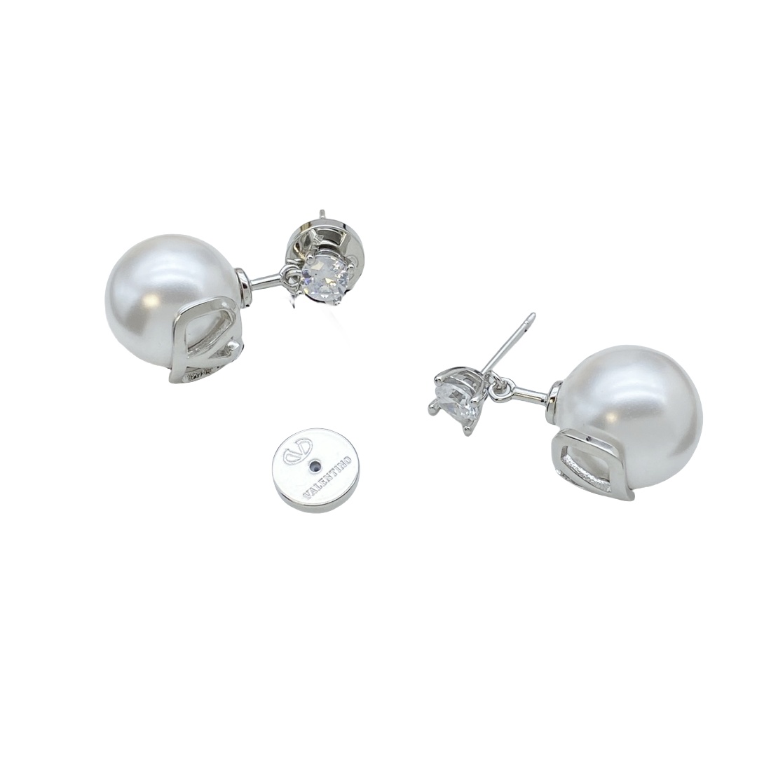 VTE042 V Pearl Drop Earrings - ccjewelryacc