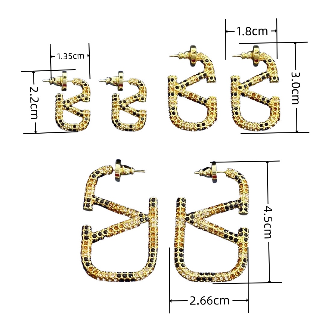VTE024 Valentino Garavani Gold VLogo Signature Earrings in metal and crystal - ccjewelryacc