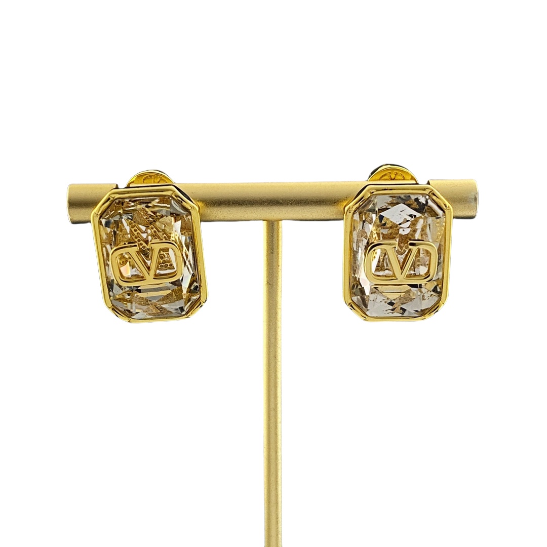 VTE044 vlogo signature metal and crystal earrings - ccjewelryacc