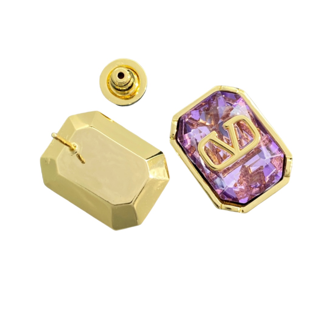 VTE044 vlogo signature metal and crystal earrings - ccjewelryacc