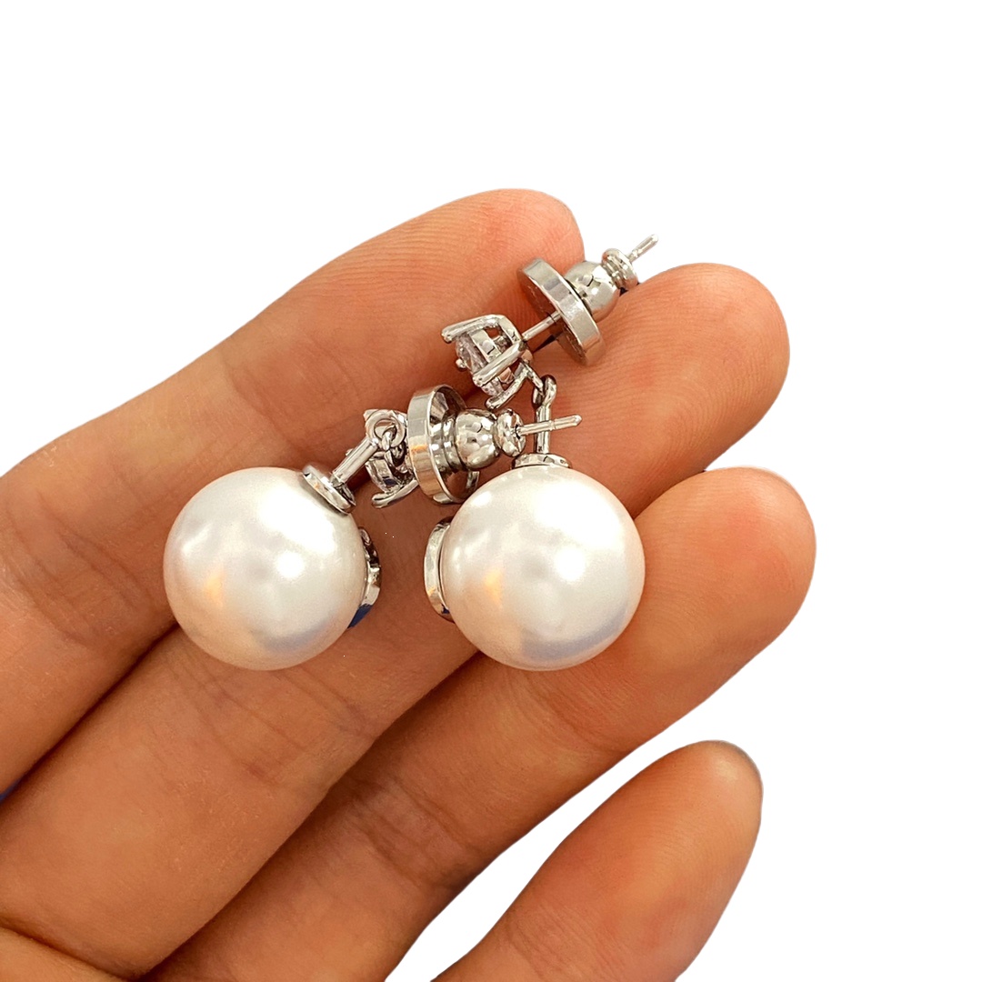 VTE042 V Pearl Drop Earrings - ccjewelryacc