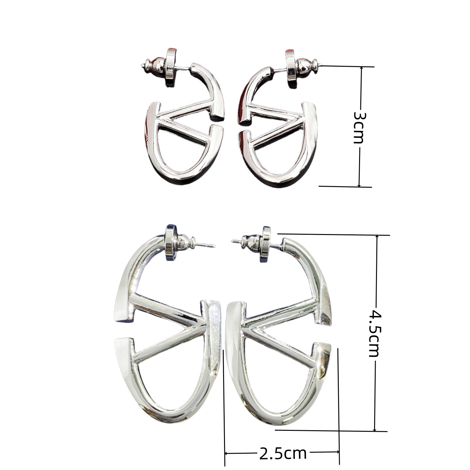 VTE025 Vlogo signature metal earrings - ccjewelryacc