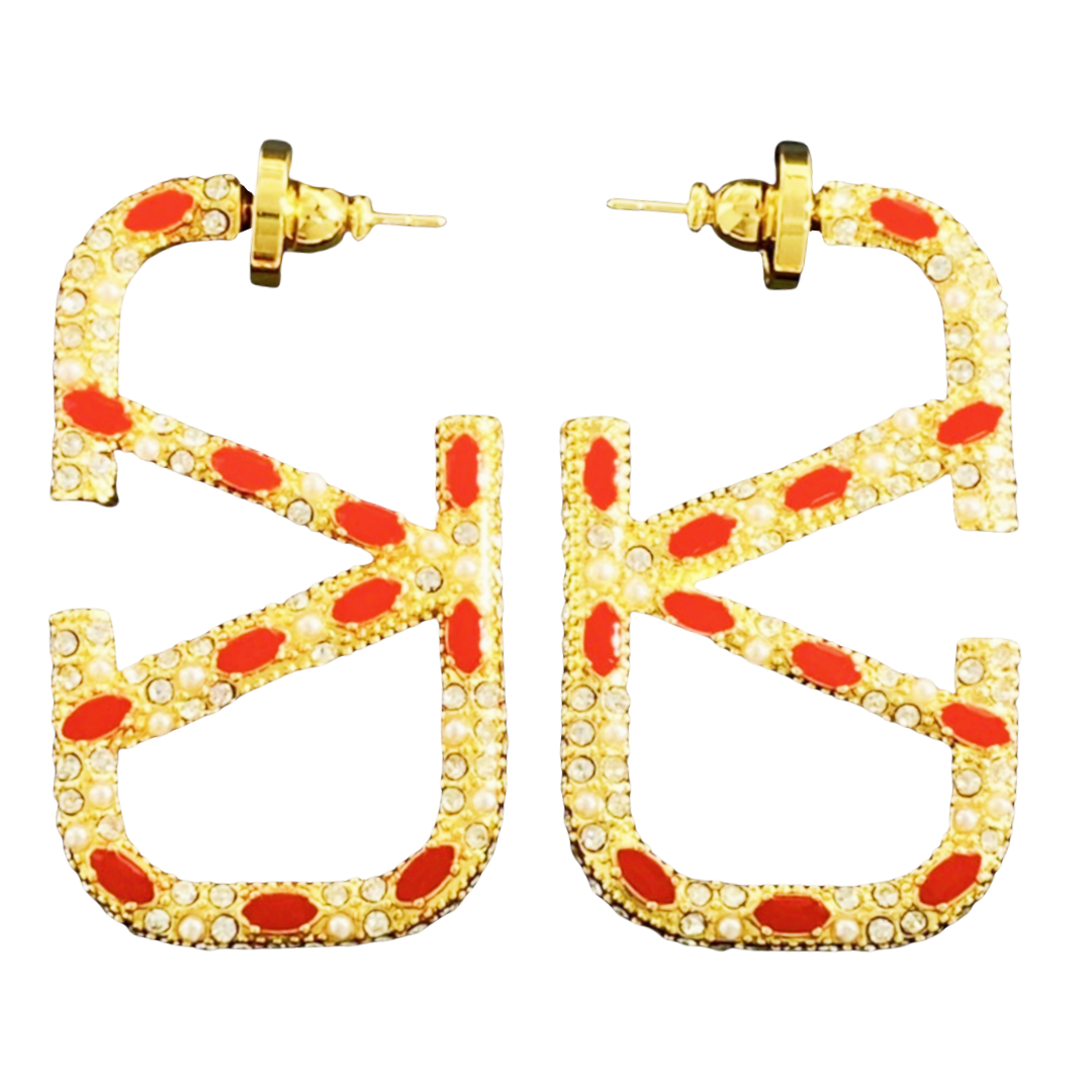 VTE037 V logo Earrings - ccjewelryacc