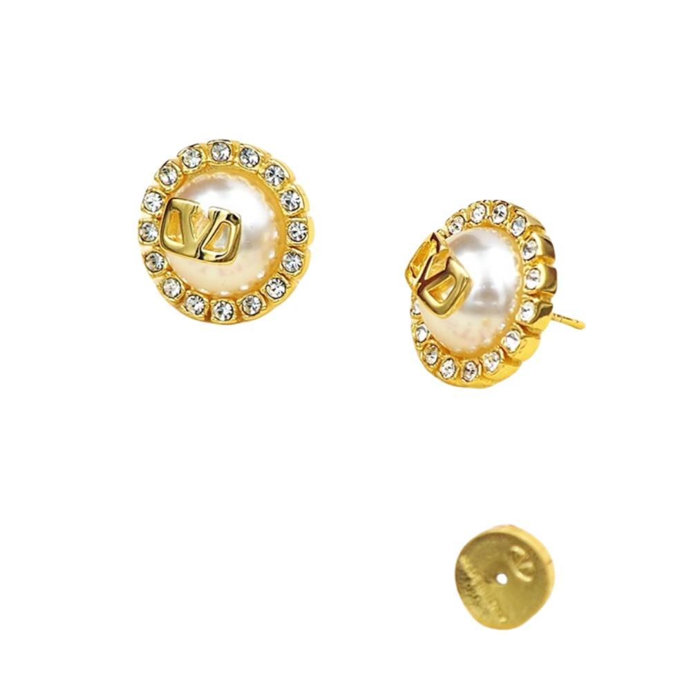 VTE015 Valentino Vlogo signature earrings in metal and swarovski crystals - ccjewelryacc