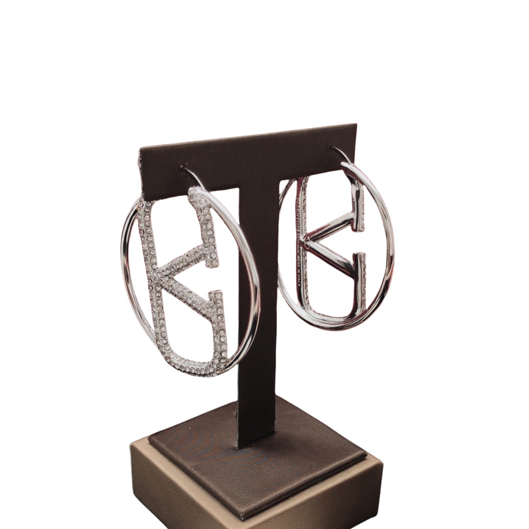 VTE035 Valentino Garavani Gold VLogo Signature Hoop Earrings - ccjewelryacc