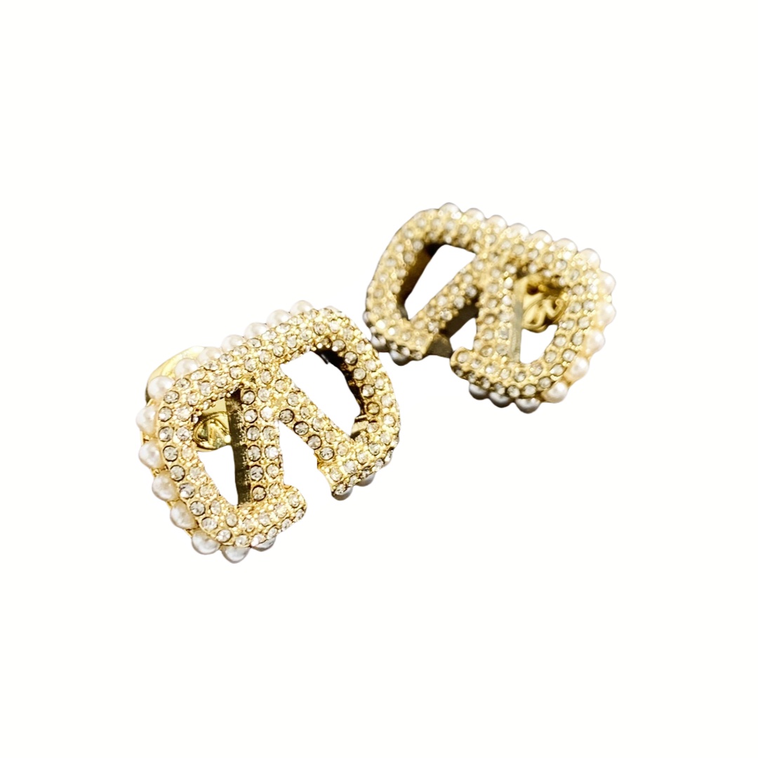 VTE019 VLOGO SIGNATURE EARRINGS IN METAL AND CRYSTALS - ccjewelryacc