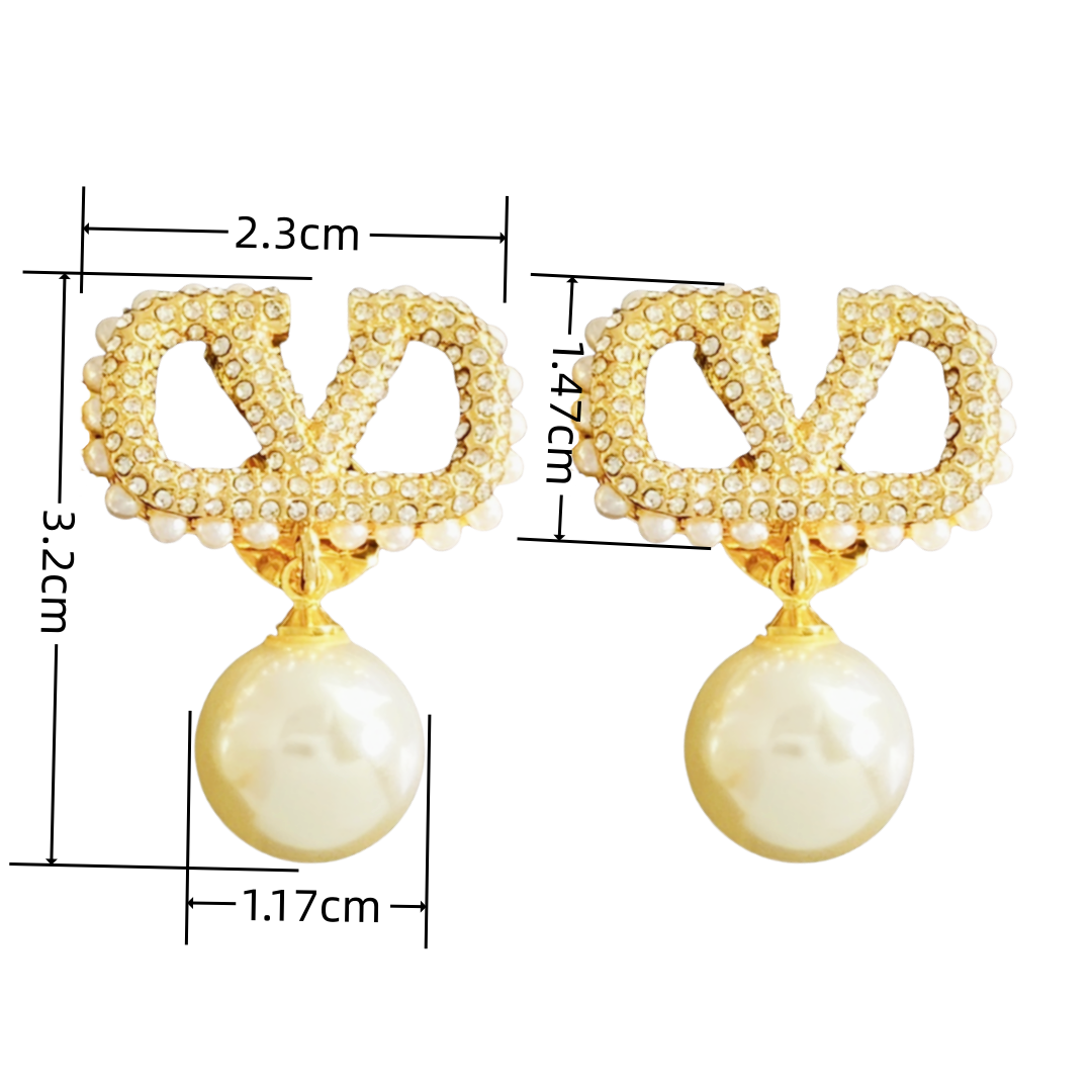 VTE019 VLOGO SIGNATURE EARRINGS IN METAL AND CRYSTALS - ccjewelryacc