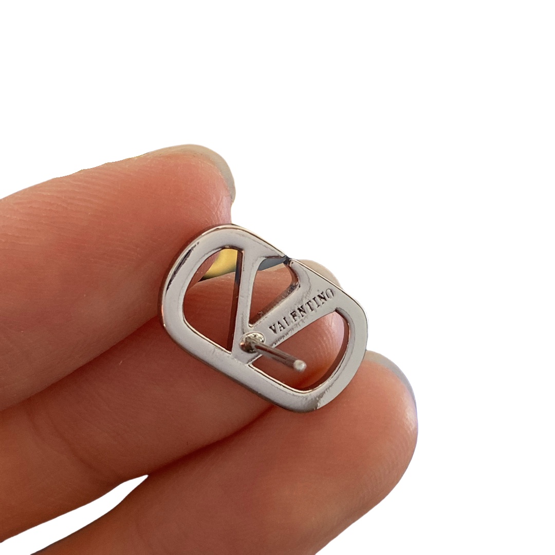 VTE053 Valentino vlogo signature earrings in metal and crystal - ccjewelryacc