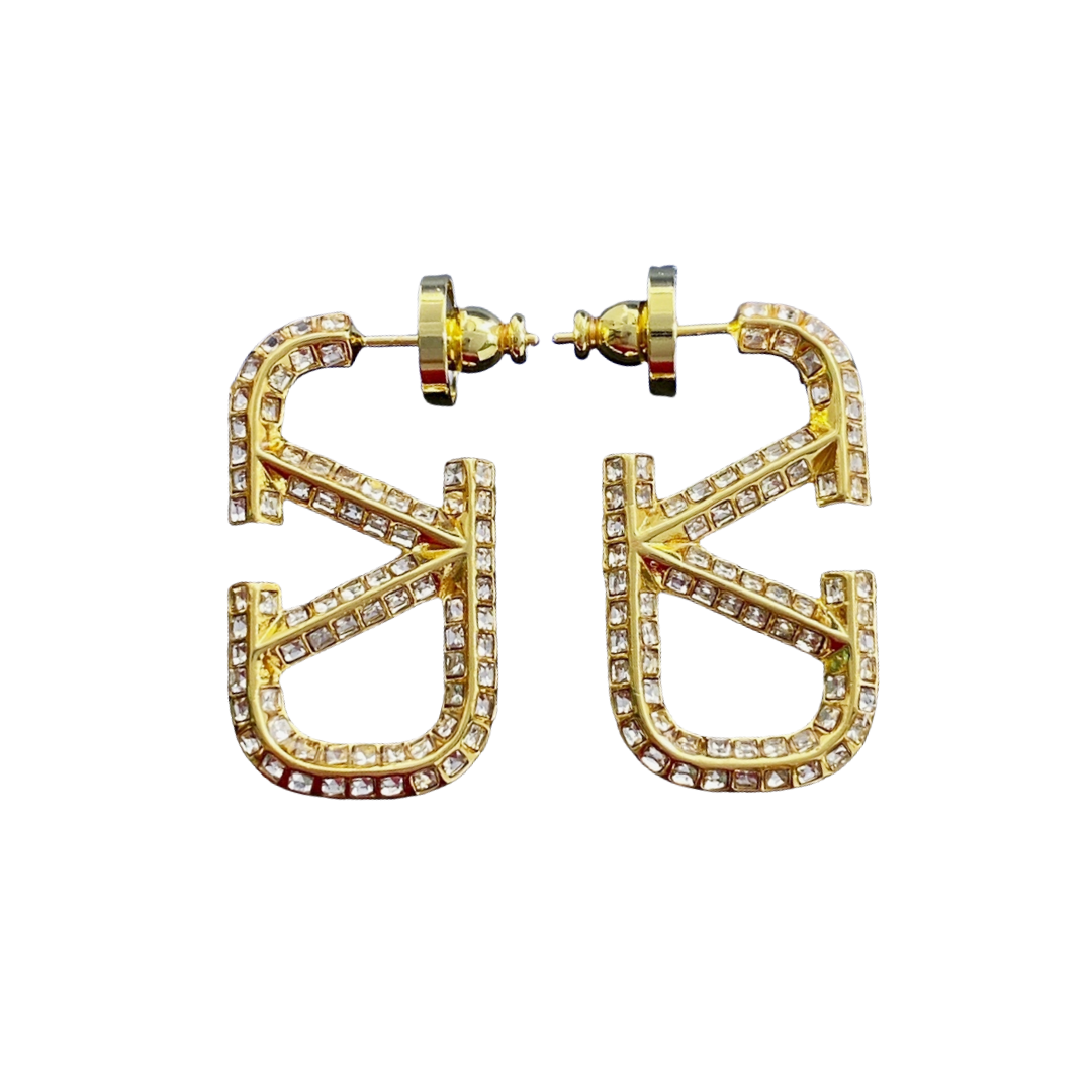 VTE046 vlogo signature metal and crystal earrings - ccjewelryacc