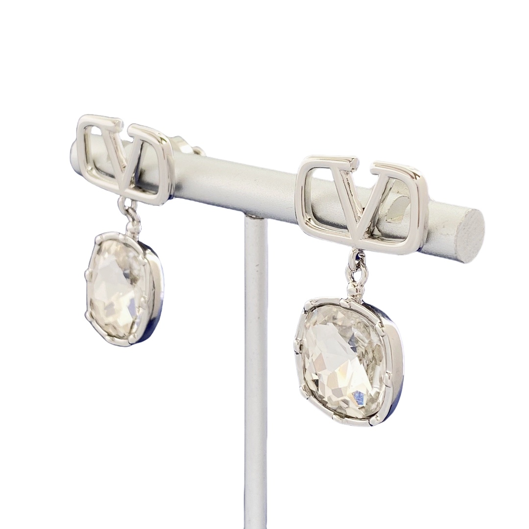VTE049 Valentino drop earrings in metal and crystal diamond - ccjewelryacc