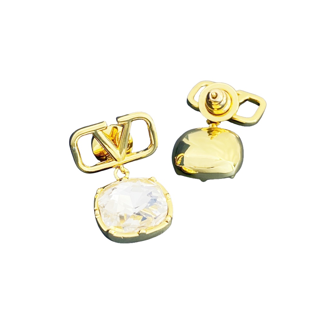 VTE049 Valentino drop earrings in metal and crystal diamond - ccjewelryacc
